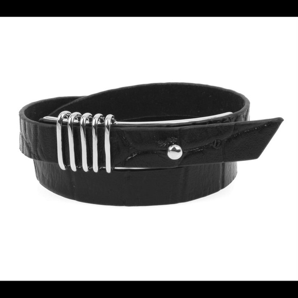 All Saints Jewelry - All Saints double wrap leather bracelet w/ silver